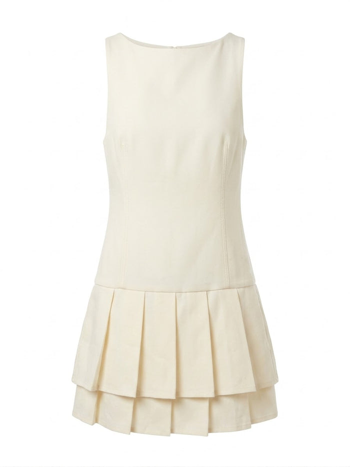 Nude Belt Dress in off-white | CRUX