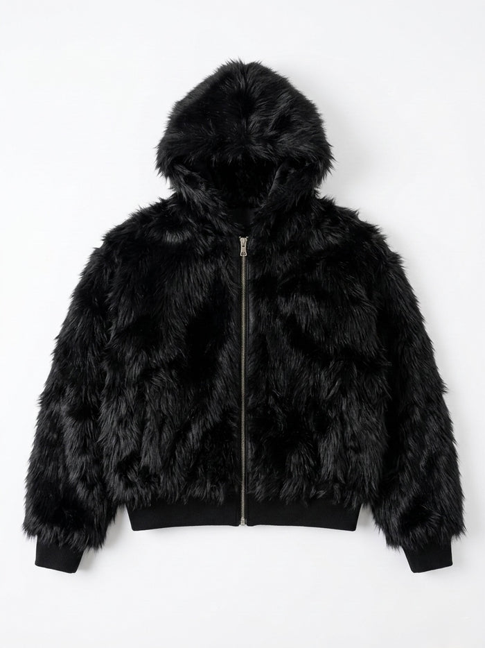 Fuzzy Fur Hooded Jacket by CRUX