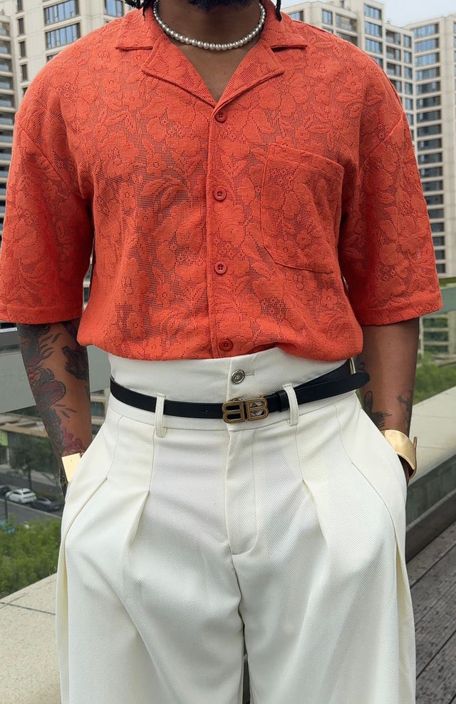 Burnt Naranja Mesh Shirt by CRUX CUSTOM