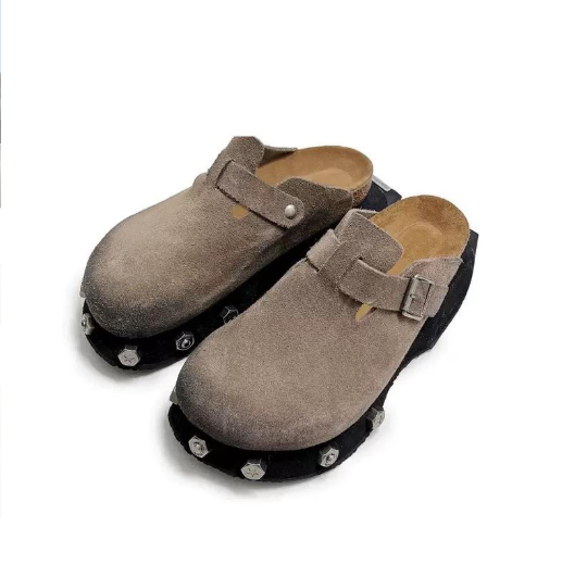 Grey Suede Punk Mule by CRUX