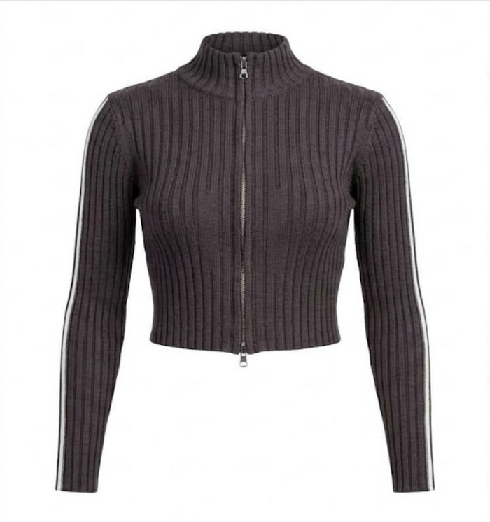 Stripe Top — knitwear in charcoal | CRUX