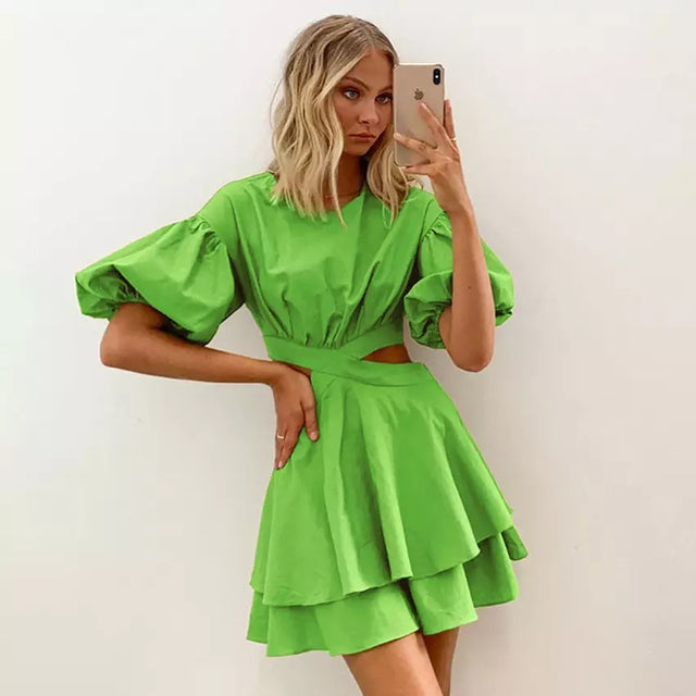 PUFFY SLEEVE DRESS by 227102