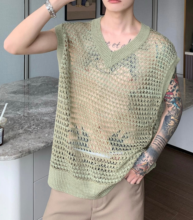 Gauzy Knit Sleeveless Vest by CRUX