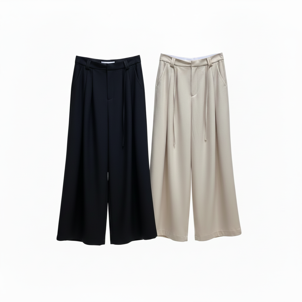 Plain wide pants