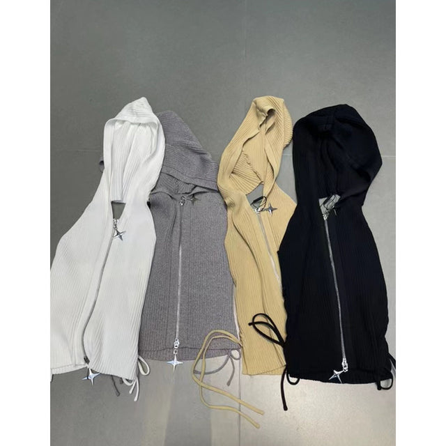 Zipper Hooded Top