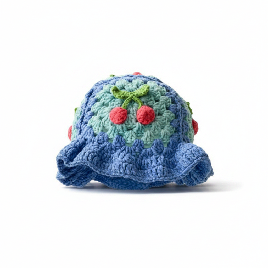 Cherry Crochet Hat in pink | CRUX