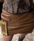 Belted Leather Skirt by 227102