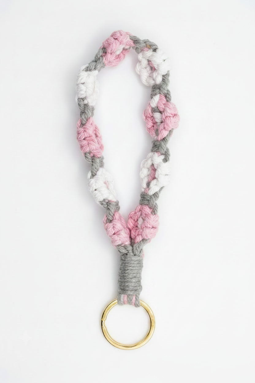 Rosette bag charm — wrist strap in pink | CRUX