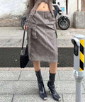 Leather Midi Skirt by 227102