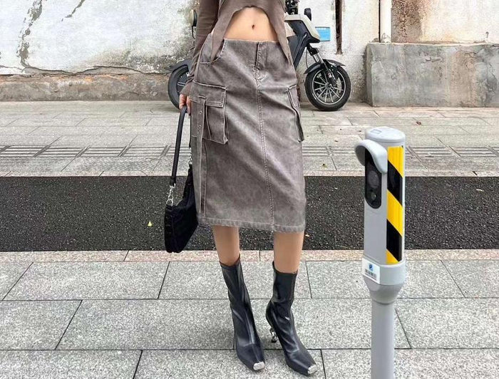 Leather Midi Skirt by 227102