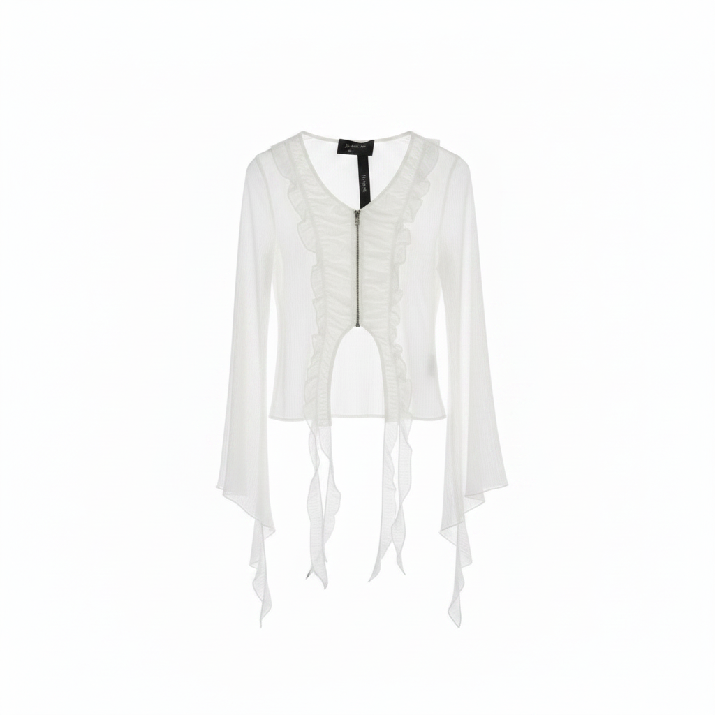 frills top in white | CRUX