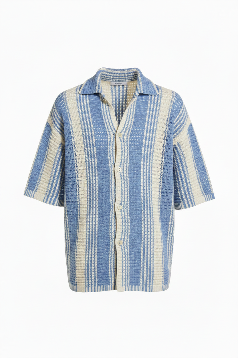 Loose Knit Shirt in turquoise | CRUX