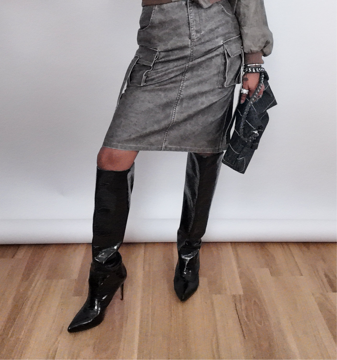 Leather Midi Skirt by 227102