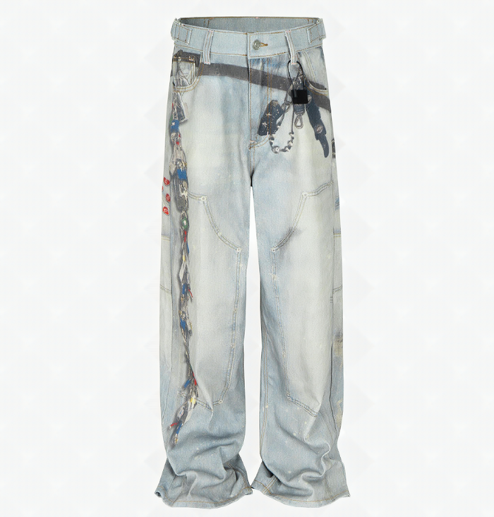 Strap Print Jeans by CRUX