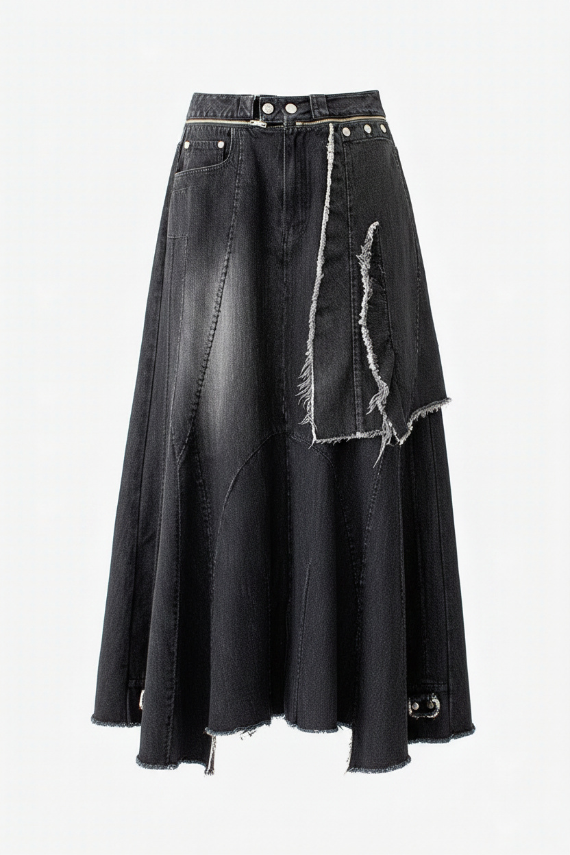 Elixr Denim Pant — skirt in black | CRUX