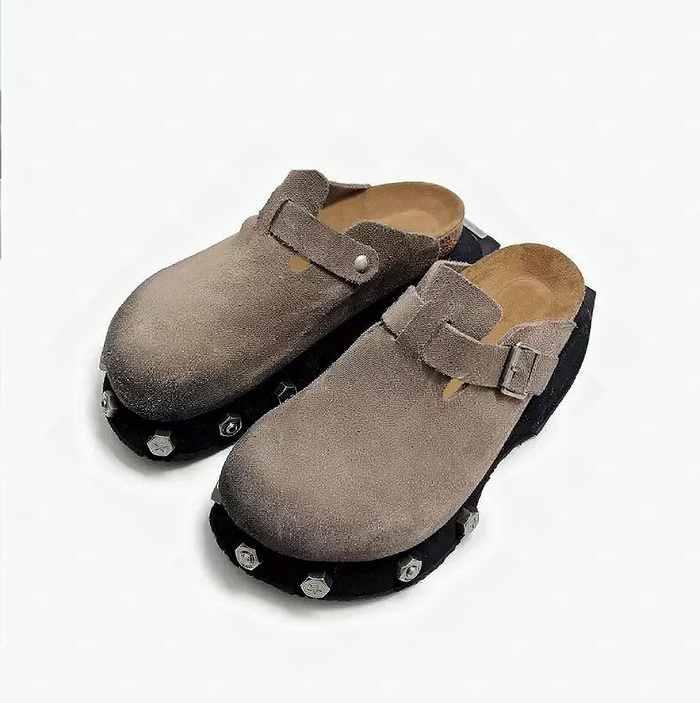 Grey Suede Punk Mule by CRUX