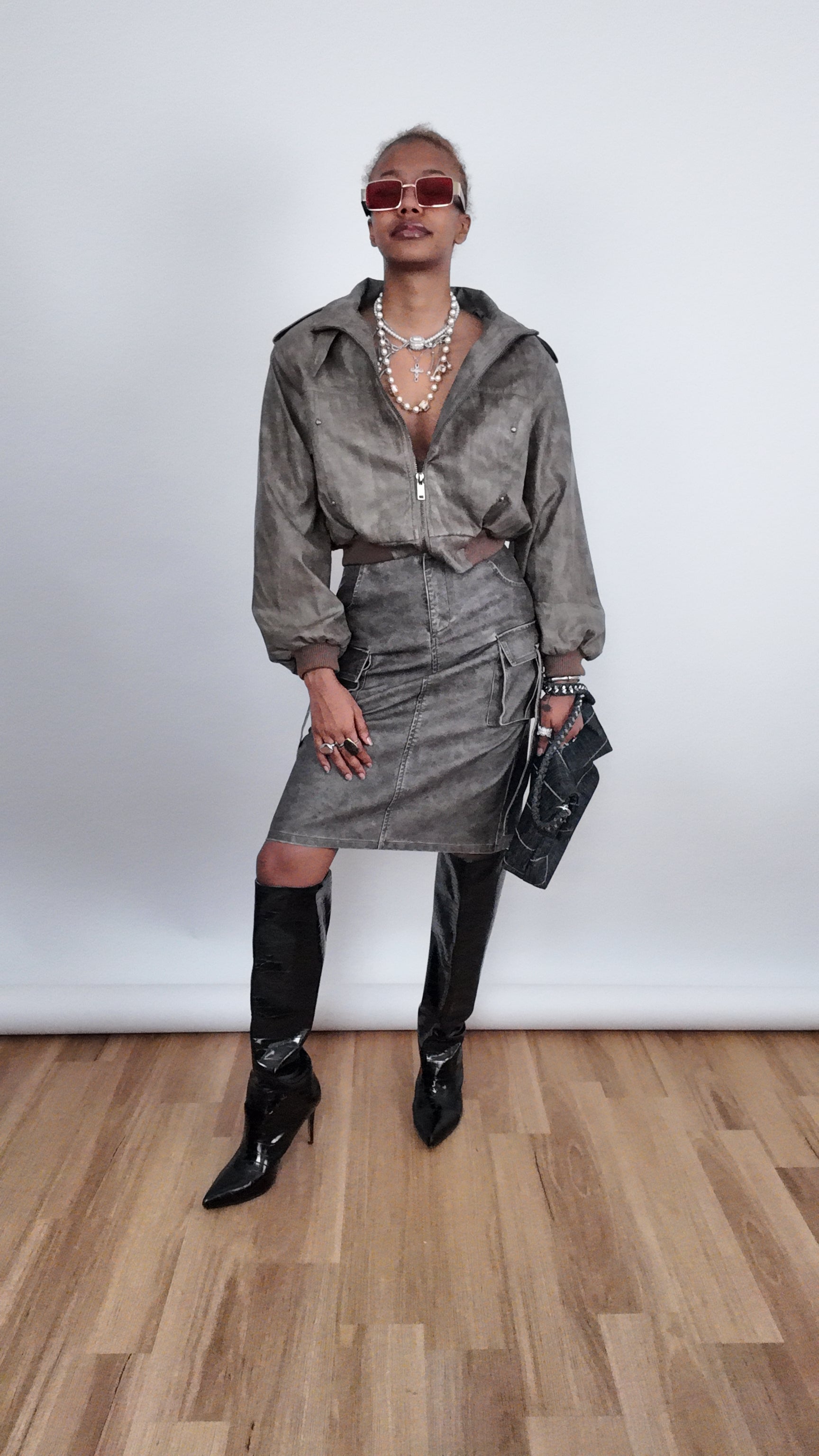 Leather Midi Skirt by 227102