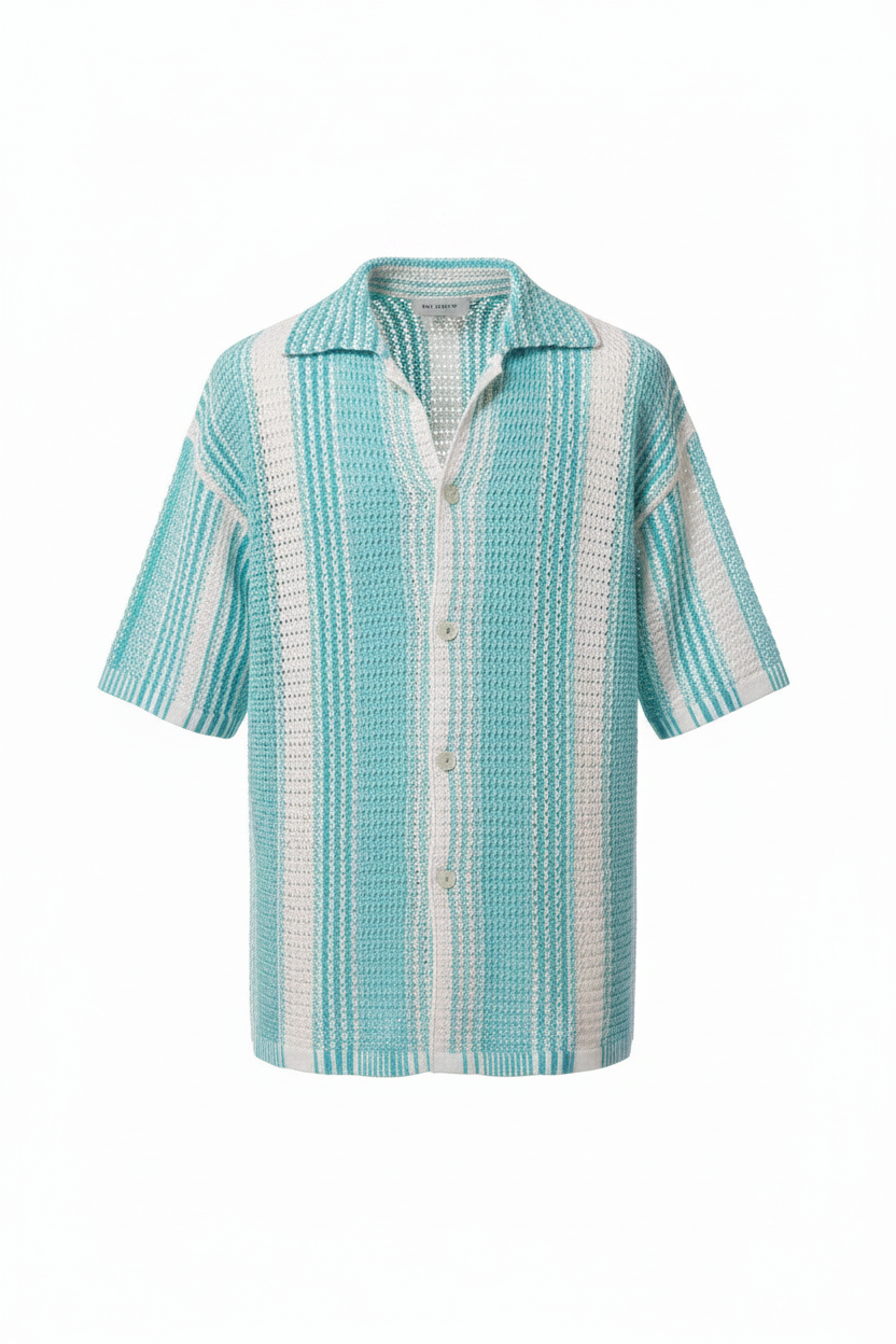 Loose Knit Shirt in turquoise | CRUX
