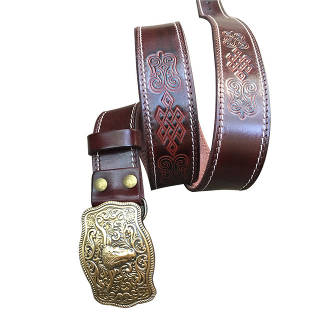 Bull leather belt