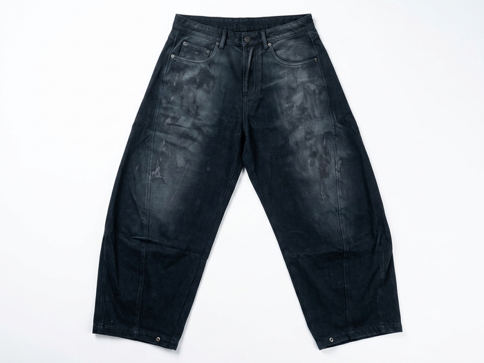 Navy Curved Pant — jeans in grey | CRUX