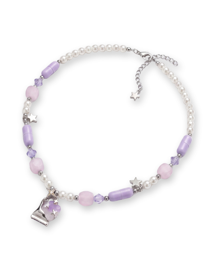 Purple Pill Bead Neckpiece by CRUX
