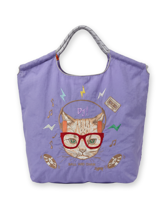Purple Kitty Tote Bag by CRUX