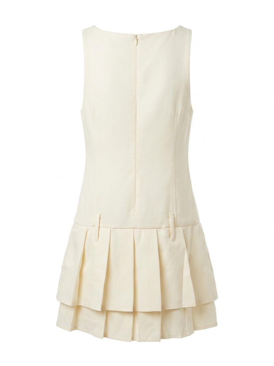 Nude Belt Dress in off-white | CRUX