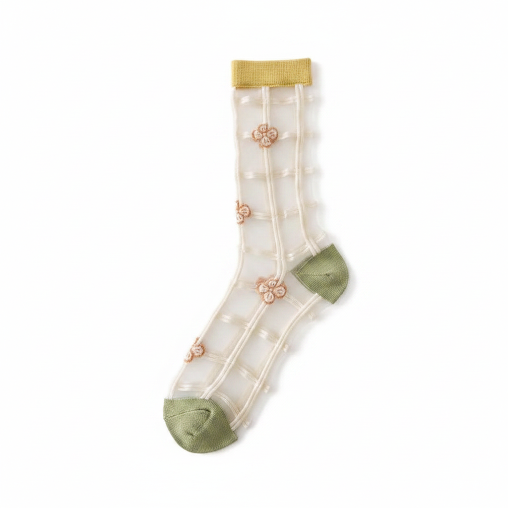 Mesh Daisy Socks in white | CRUX