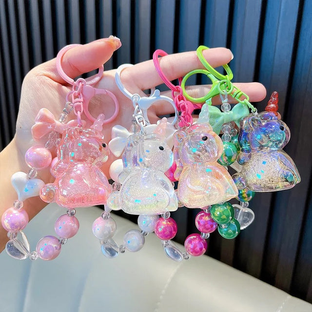 unicorn beady bag charm