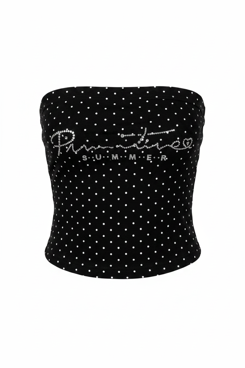 Dotty Sleeveless Top — tube top in white | CRUX
