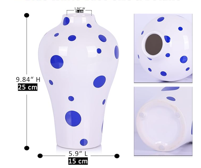 Blue Polka Dots Vase by BIG BAG