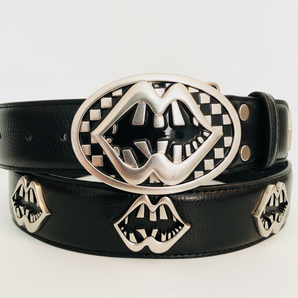 Houndstooth Leather Belt by CRUX