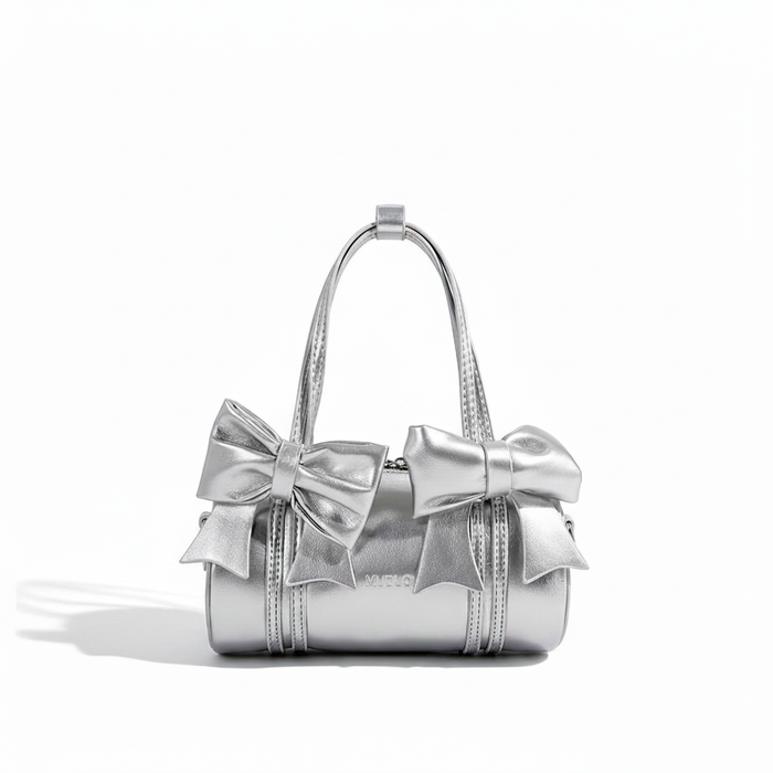 Bow Bag – Silver – White Background