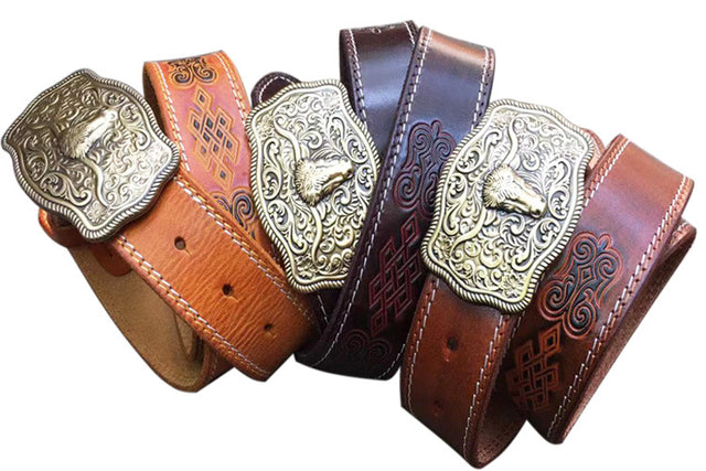 Bull leather belt