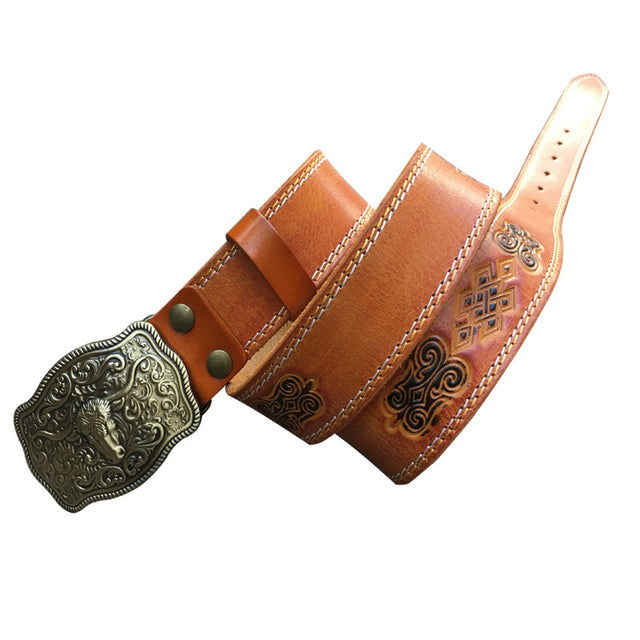 Bull leather belt