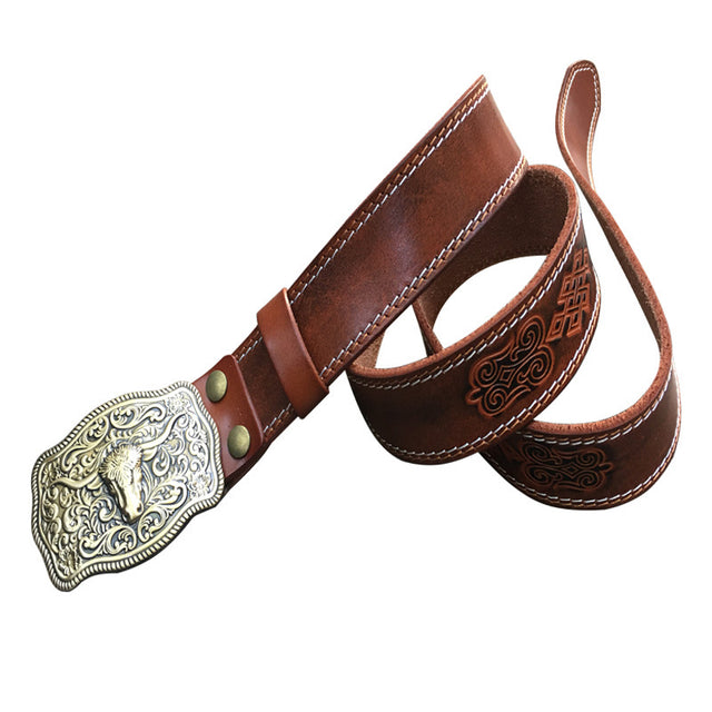 Bull leather belt