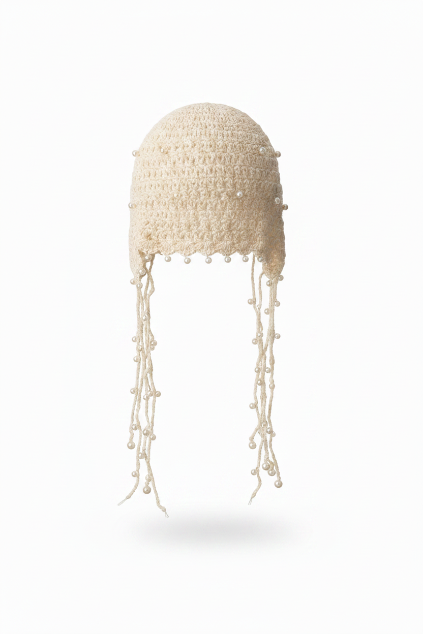 Simbi Bead Beanie — crochet in black | CRUX