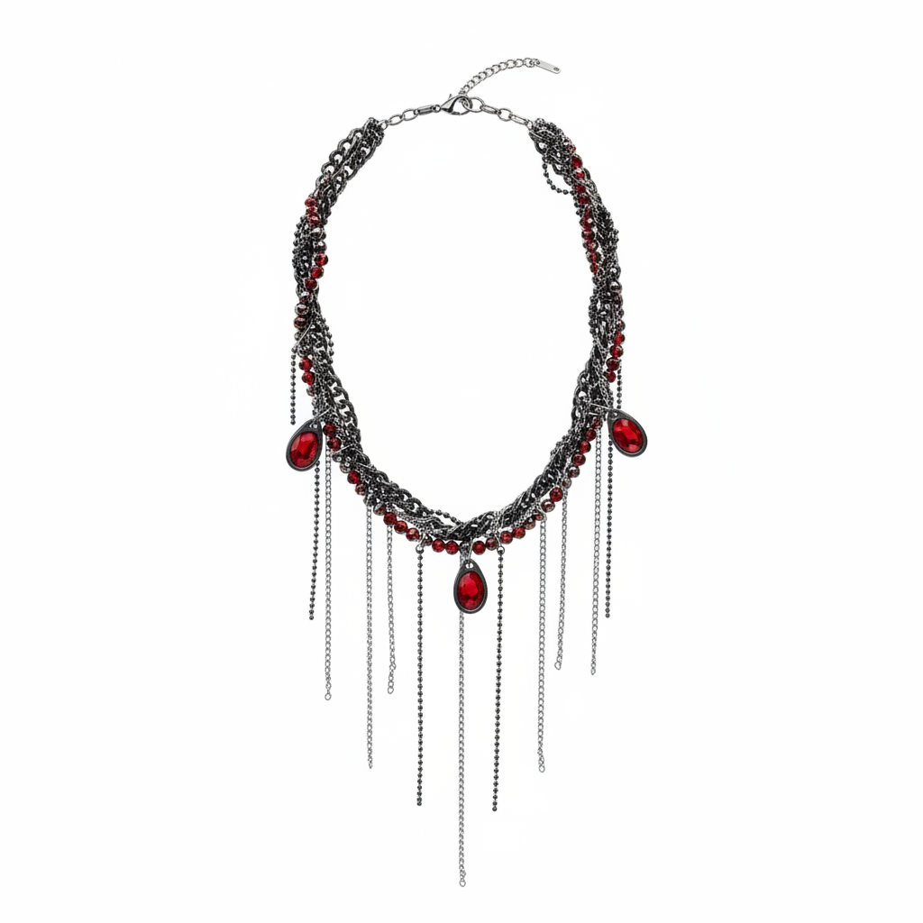 Red Gem cuban Neckpiece by CRUX
