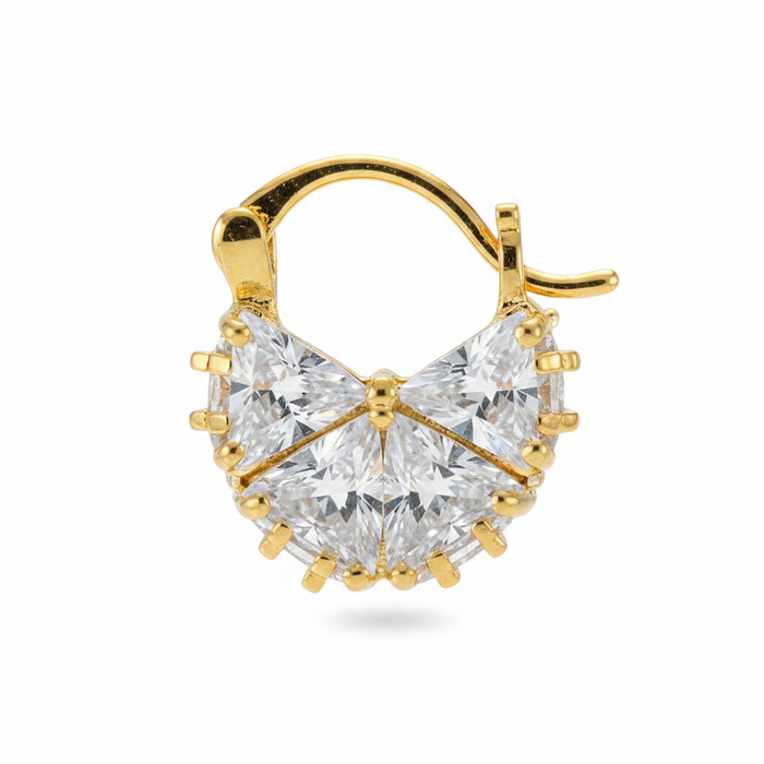 Gold CZ Huggie Earring – Macro Detail