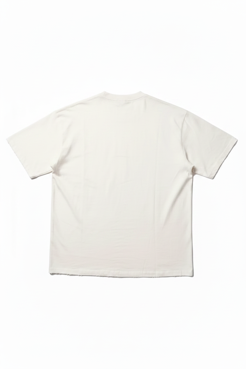 Back view of Calmie Arch Tee on white background
