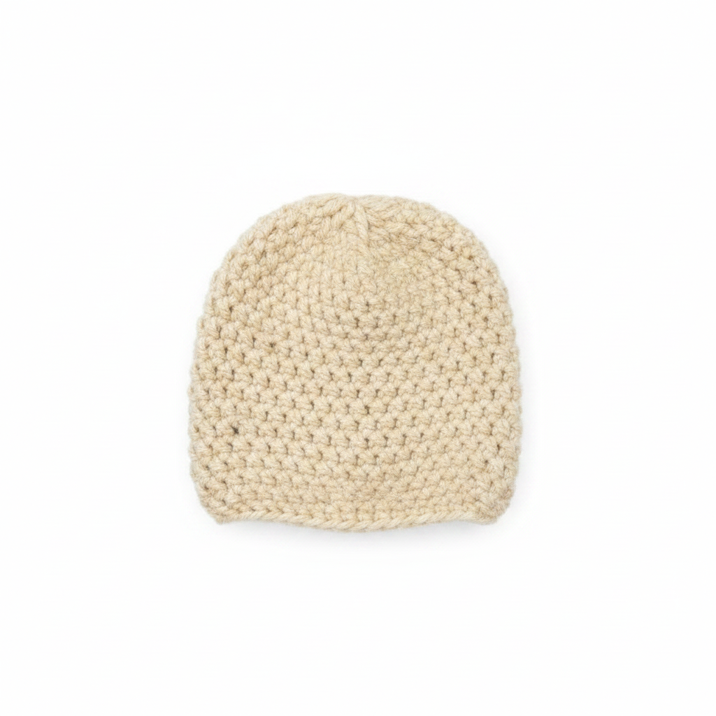 Plain Grand Crochet Hat - Cream