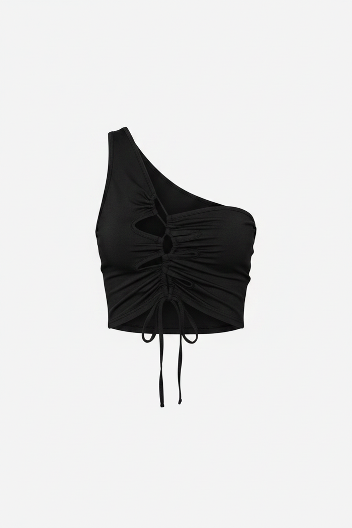 Lace-Up Top flat lay studio hero shot on white background
