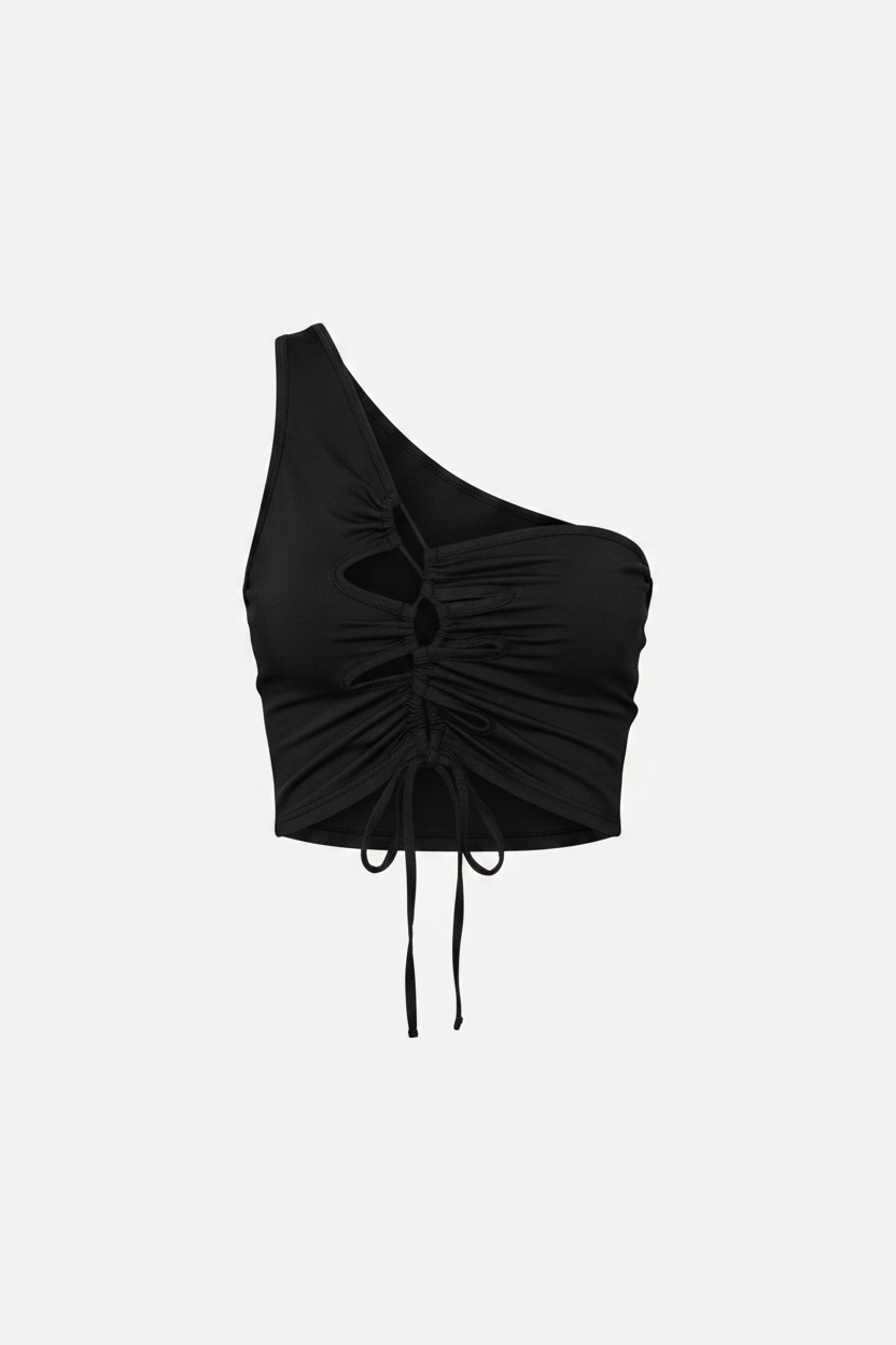 Lace-Up Top flat lay studio hero shot on white background