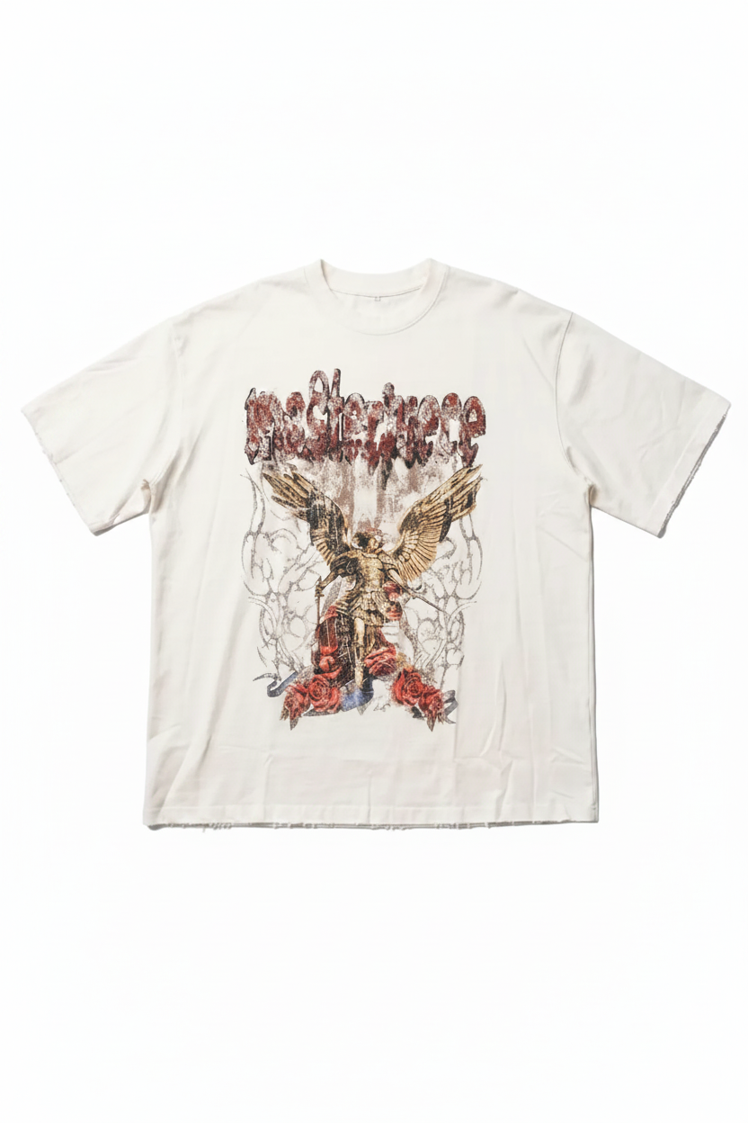 Front view of Calmie Arch Tee on white background
