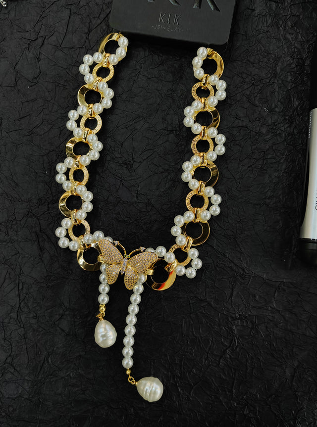 Pearl Butterfly Loop Neckpiece