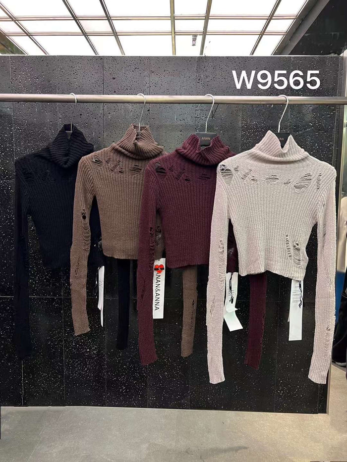 Ripped Turtle Neck Top by 227102