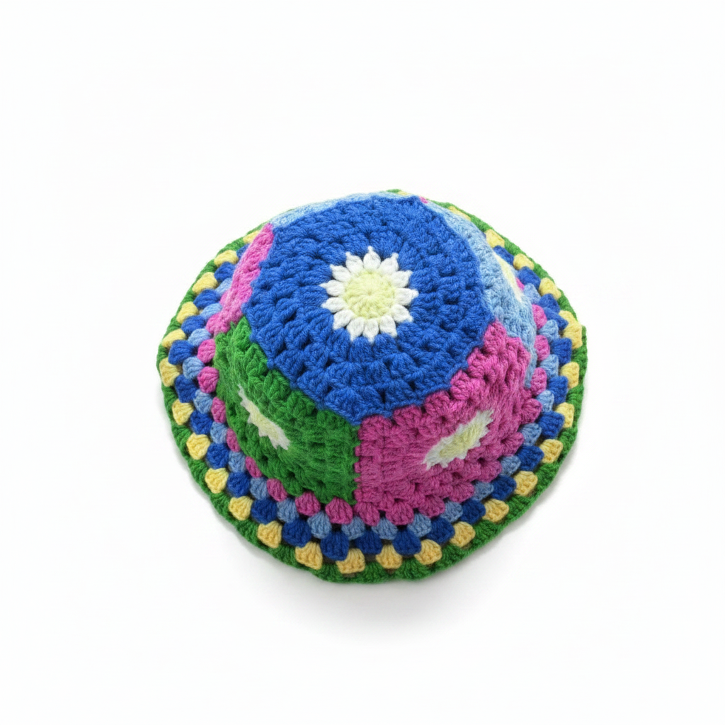 Sunflower Crochet Hat – Overhead Angle