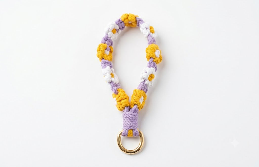 Rosette bag charm — wrist strap in pink | CRUX
