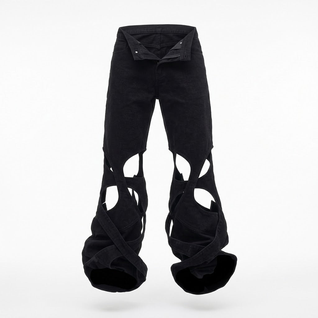 Hollow denim pant