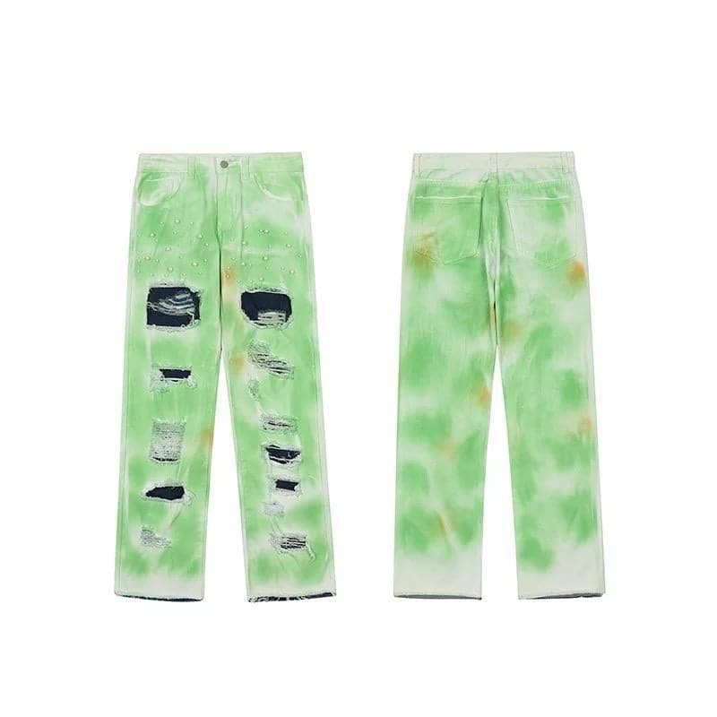 RIPPED GREEN DENIM by CRUX